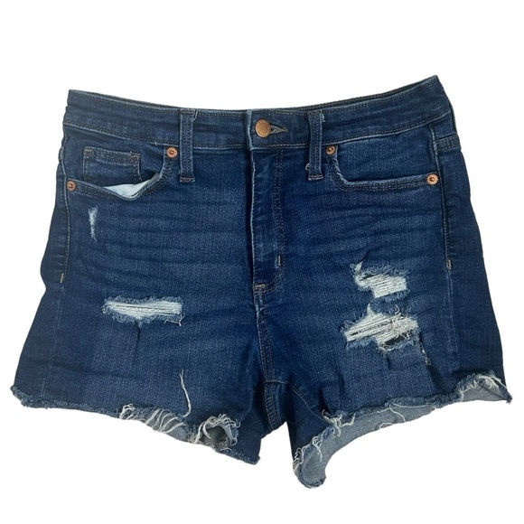 Universal Thread High Rise Midi Midi De Tiro Alto Distressed Jean Shorts - Picture 1 of 12
